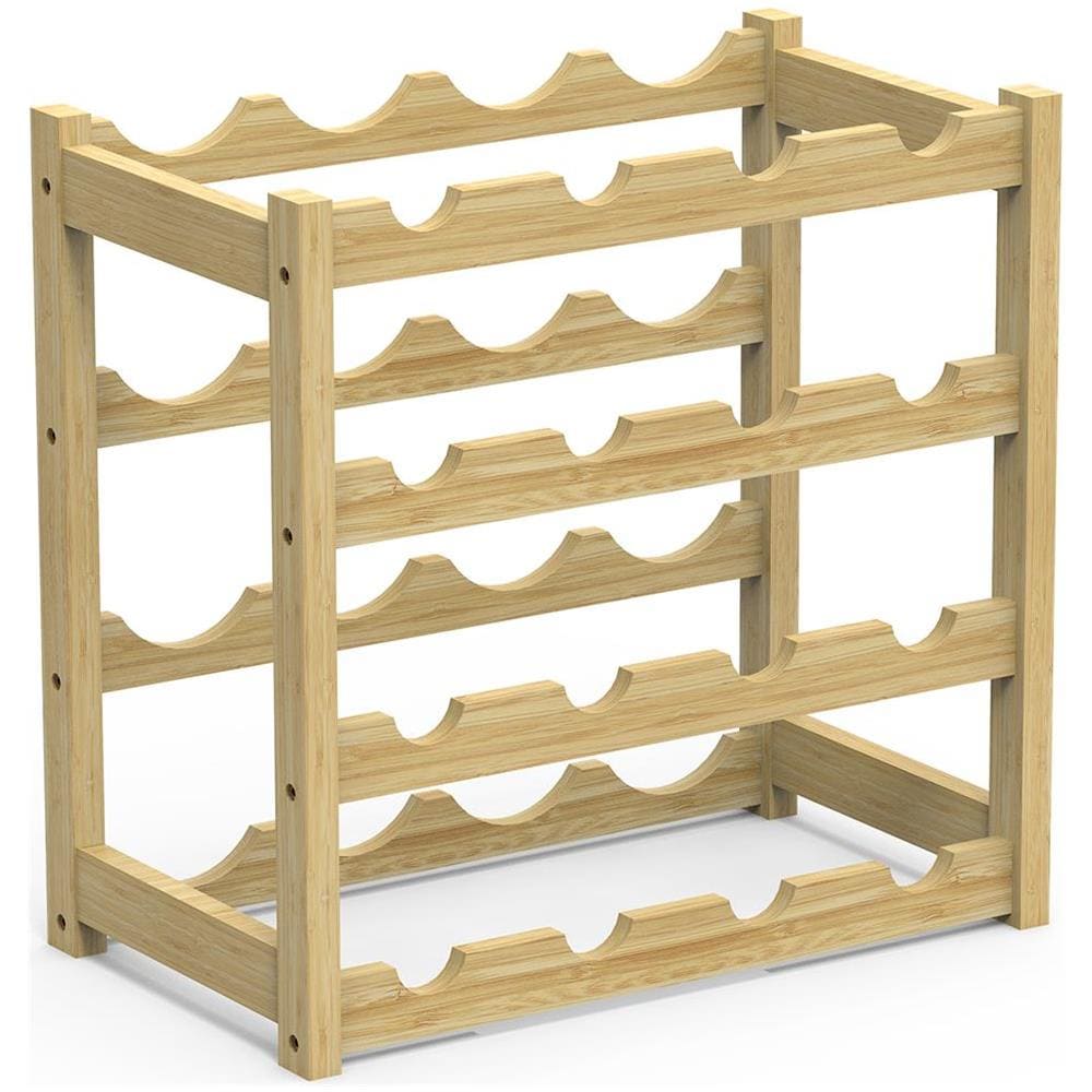 Cantinetta Portavino In Legno Bambã¹ Naturale Con 16 Scomparti Bar Portabottiglie - Foto 1