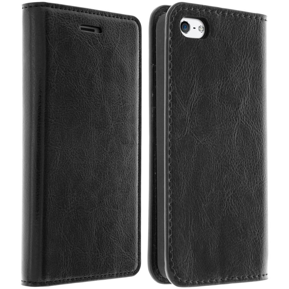 Custodia A Libro In Vera Pelle Serie First Class Apple Iphone Se, 5 E 5s - Nera - Foto 2