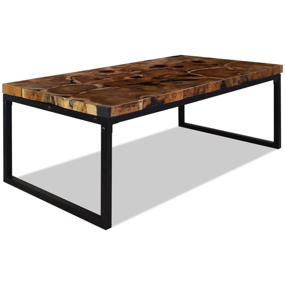 Tavolino Da Caffè In Legno Di Teak E Resina 110x60x40 Cm - Foto 2