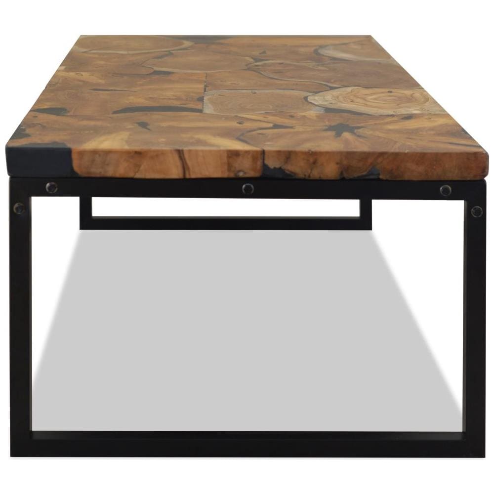 Tavolino Da Caffè In Legno Di Teak E Resina 110x60x40 Cm - Foto 7