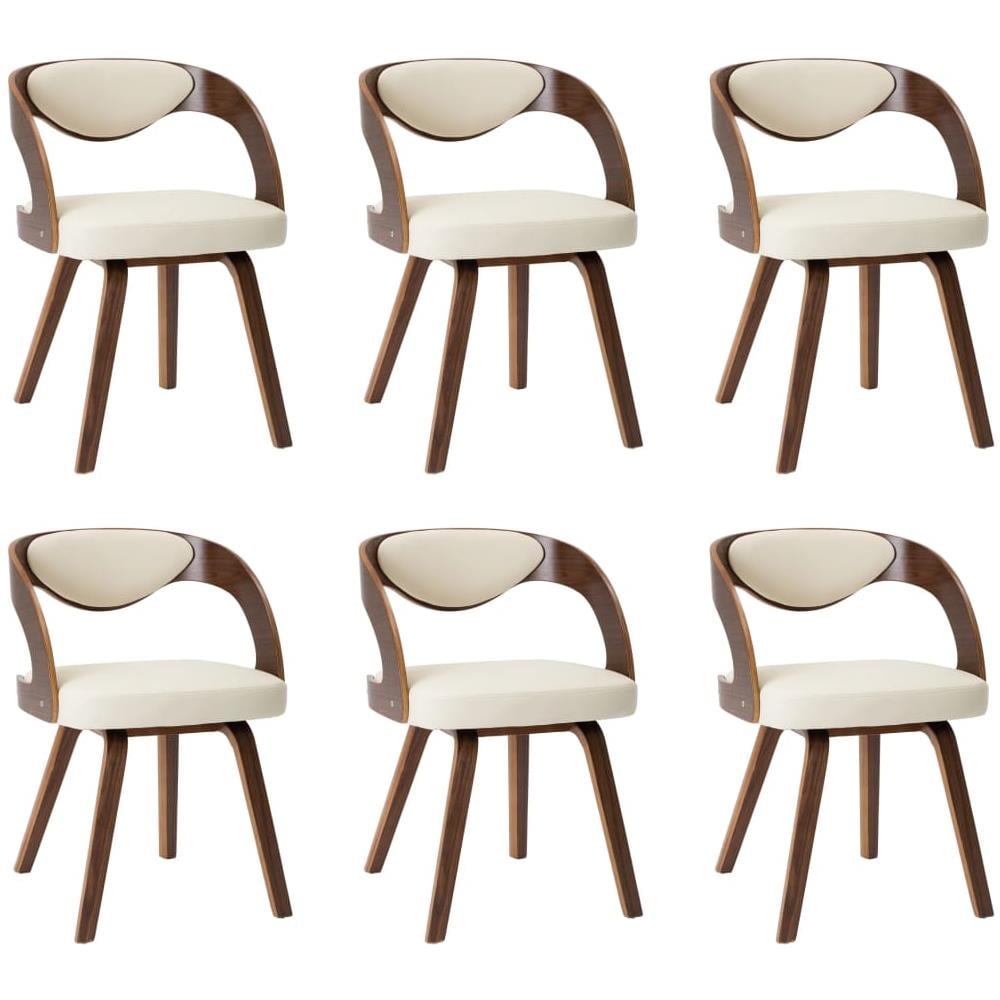 Sedie Da Pranzo 6 Pz Crema In Legno Piegato E Similpelle - Foto 2