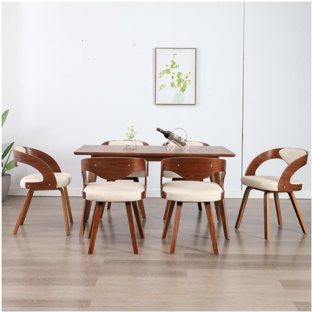 Sedie Da Pranzo 6 Pz Crema In Legno Piegato E Similpelle - Foto 1