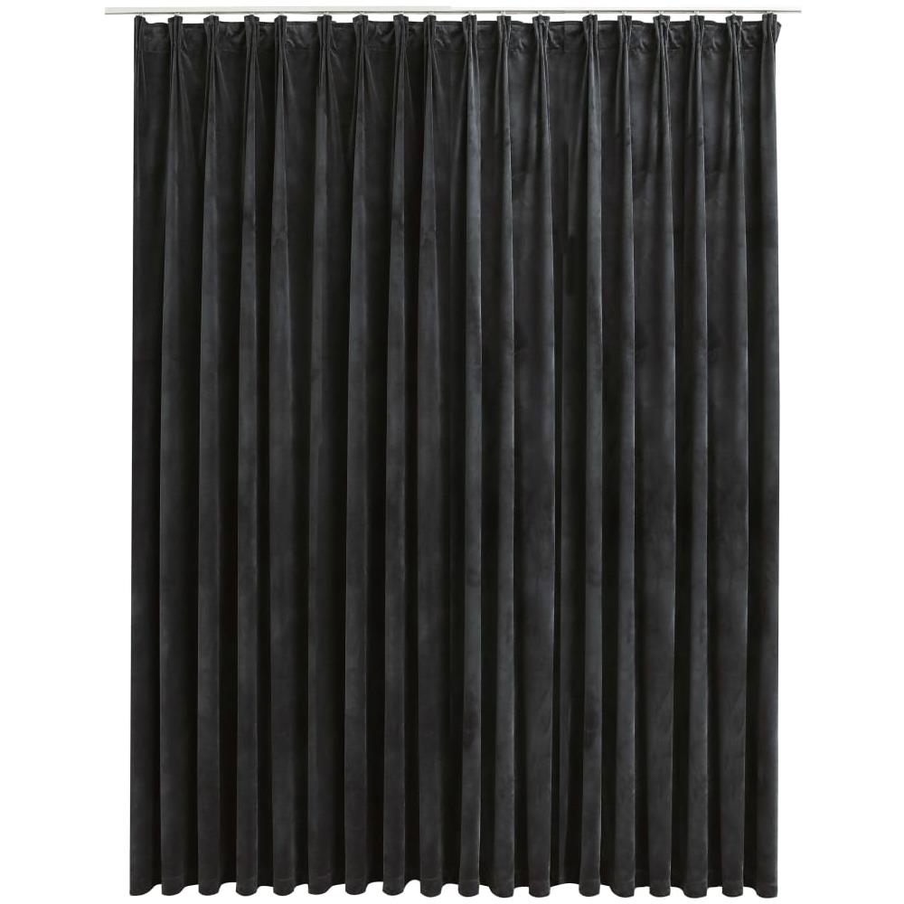 Tenda Oscurante Con Ganci In Velluto Antracite 290x245 Cm - Foto 2