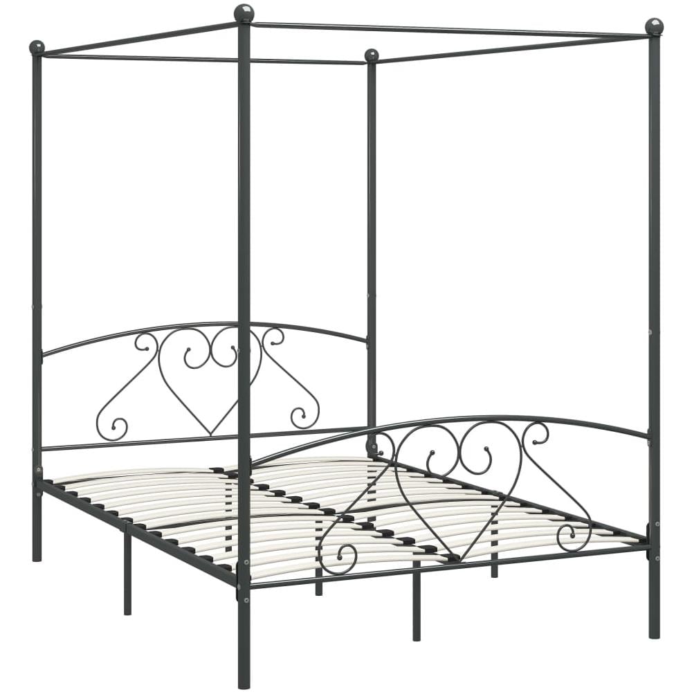 Letto A Baldacchino Grigio In Metallo 140x200 Cm - Foto 2