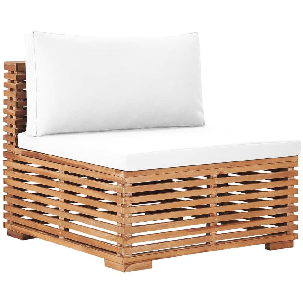 Divano Centrale Da Giardino Con Cuscino Crema Massello Di Teak - Foto 1