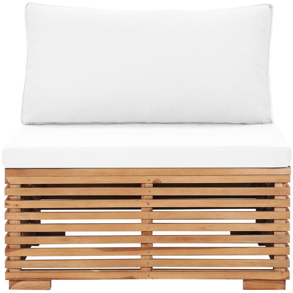 Divano Centrale Da Giardino Con Cuscino Crema Massello Di Teak - Foto 2