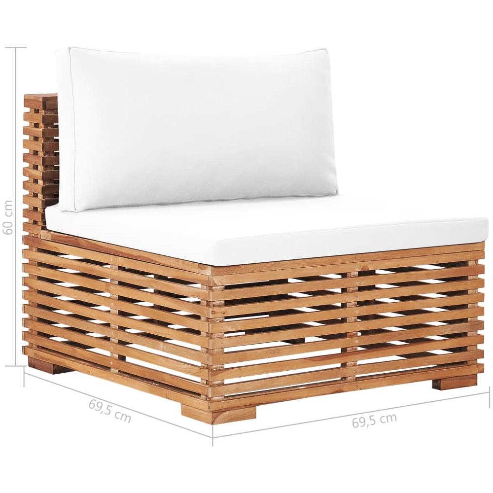 Divano Centrale Da Giardino Con Cuscino Crema Massello Di Teak - Foto 7