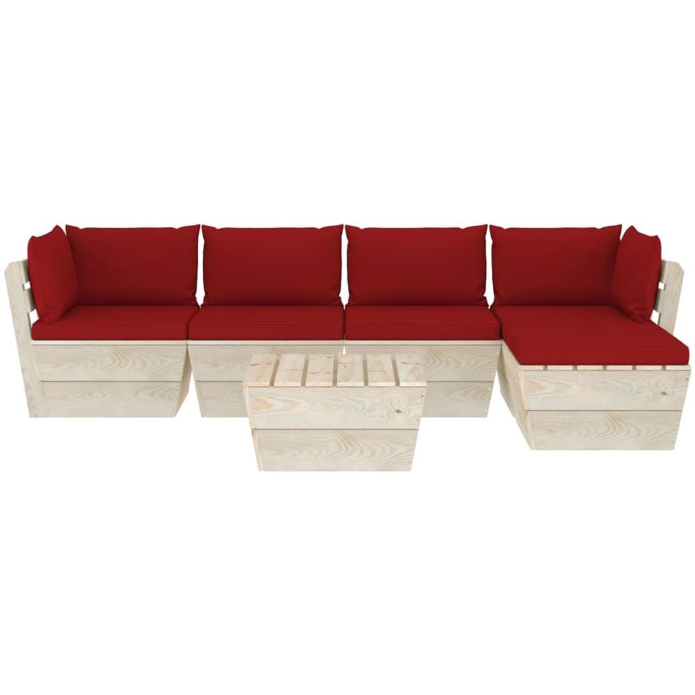 Set Salotto Da Giardino 6 Pezzi In Legno Di Abete - Divano Su Pallet Con Tavolo E Pouf Per Esterno - Foto 9