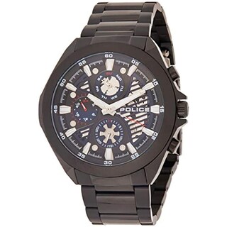 Police Orologio Uomo PL15384JSB.02 | Serie Clan | Cassa 44mm Acciaio Nero | Cinturino Tessuto E Pelle