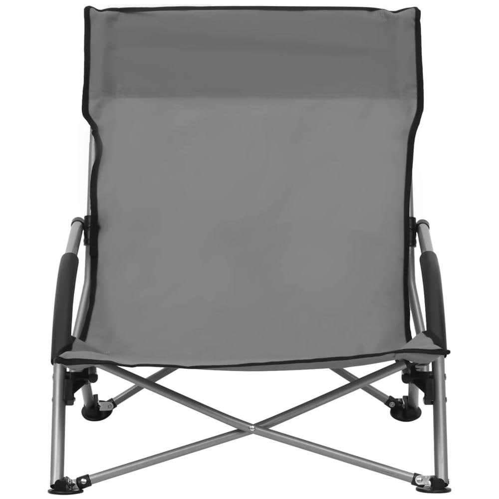 Sedie da Spiaggia Pieghevoli 2 pz in Tessuto Grigio - Foto 3