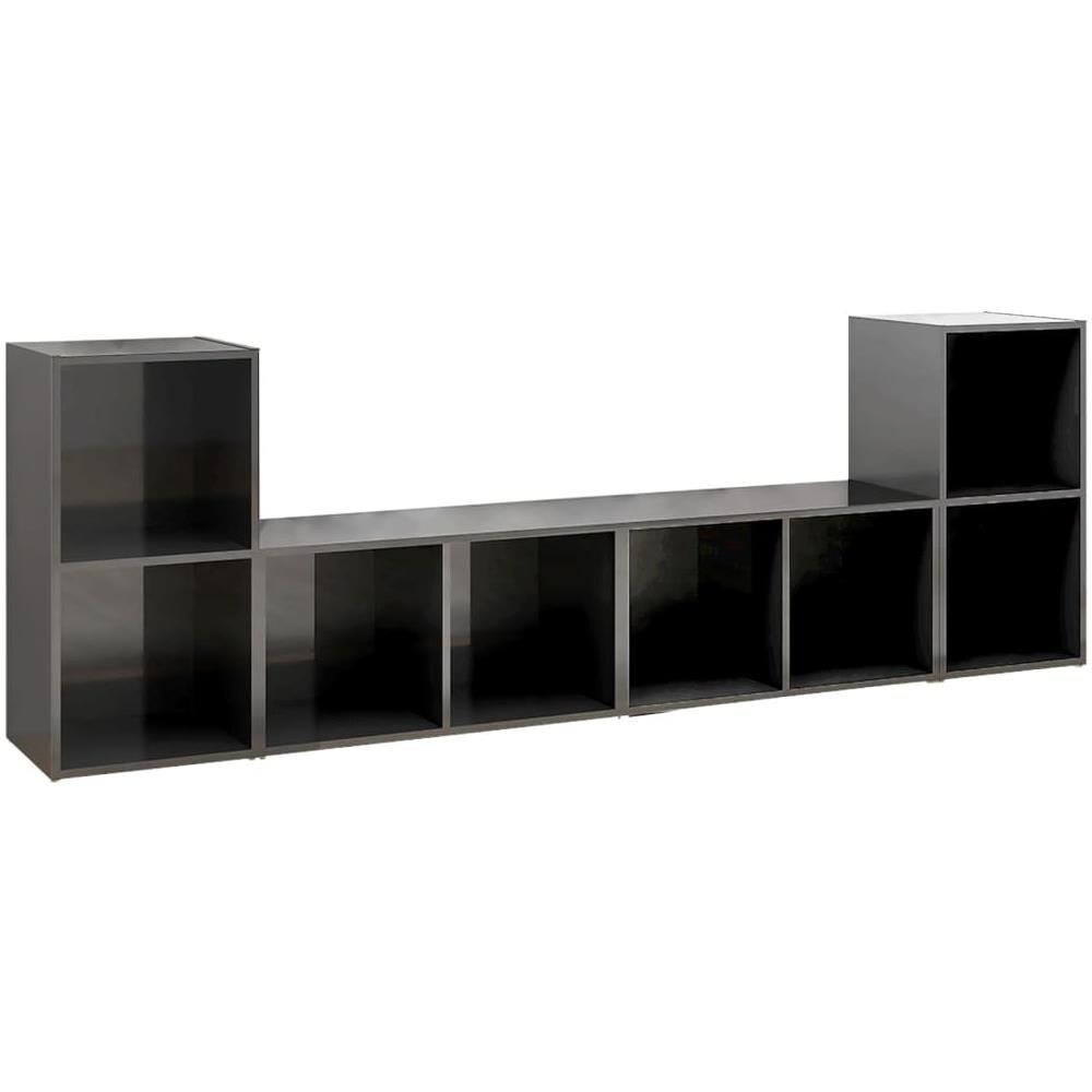 Mobili TV 4 pz Grigio Lucido 72x35x36,5 cm in Legno Multistrato - Foto 1