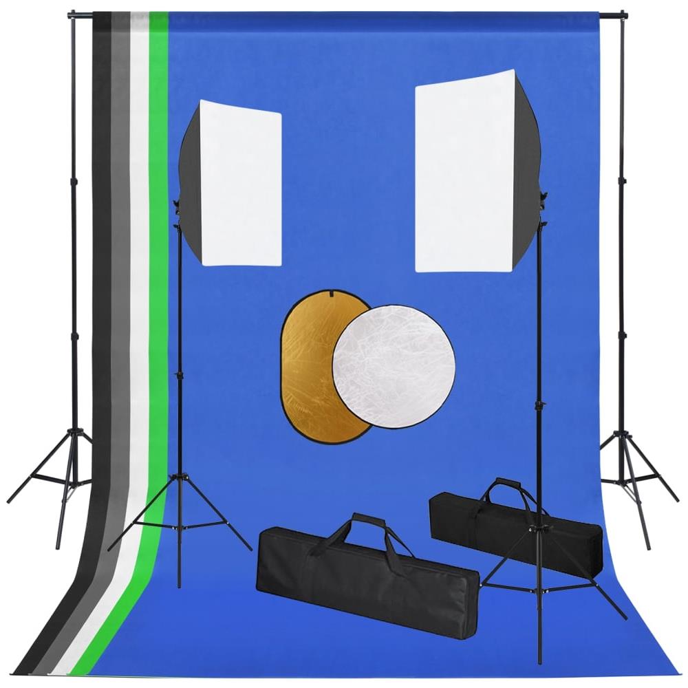 Kit per Studio Fotografico con Set Luci, Fondale e Riflettore - Foto 1