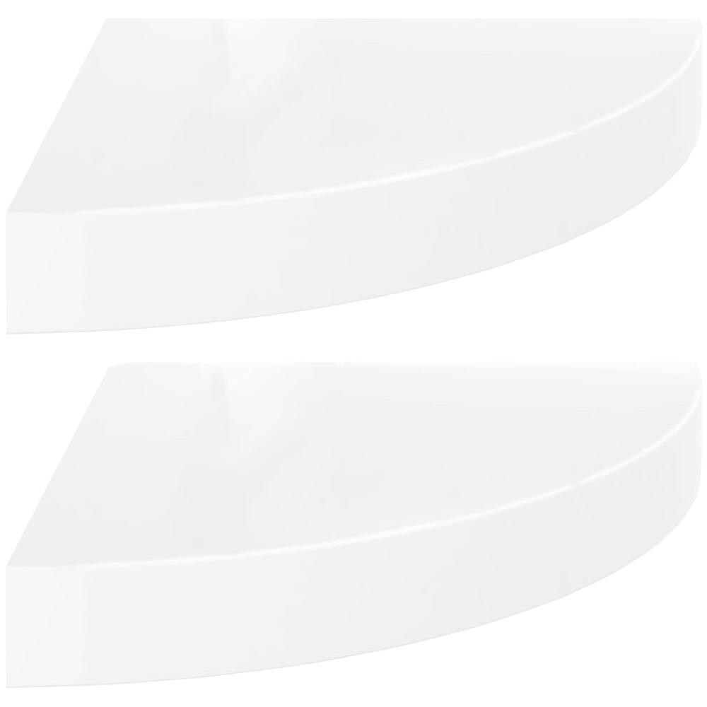 Scaffali Angolari a Parete 2 pz Bianco Lucido 25x25x3,8 cm MDF - Foto 1