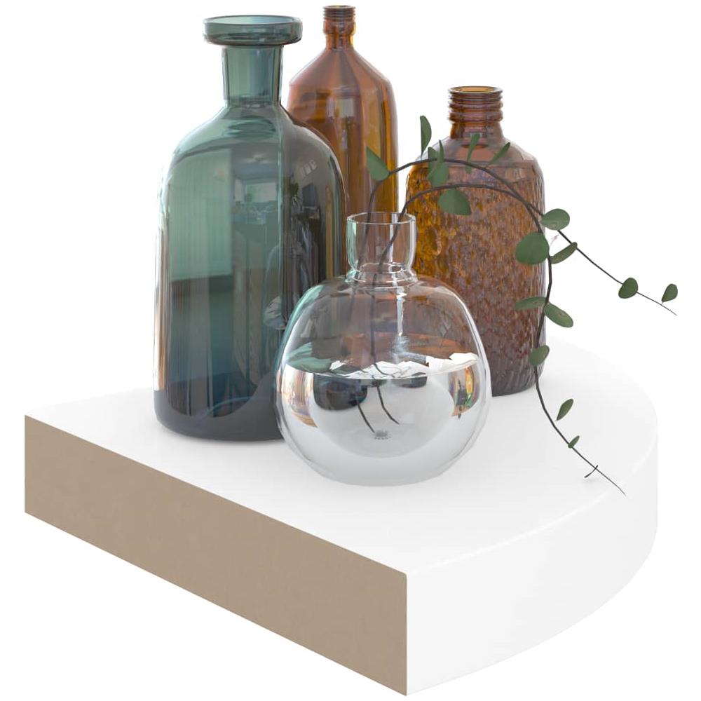 Scaffali Angolari a Parete 2 pz Bianco Lucido 25x25x3,8 cm MDF - Foto 2