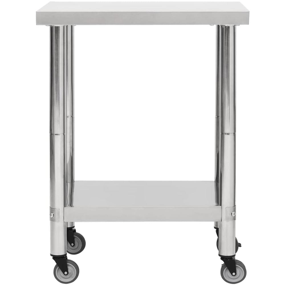Tavolo Da Lavoro Cucina Con Ruote 80x30x85 Cm In Acciaio Inox - Foto 3