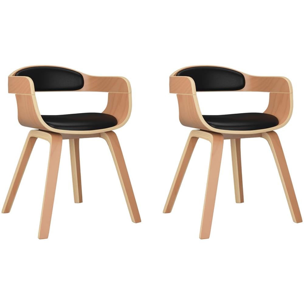 Sedie da Pranzo 2 pz Nere in Legno Curvato e Similpelle - Foto 1