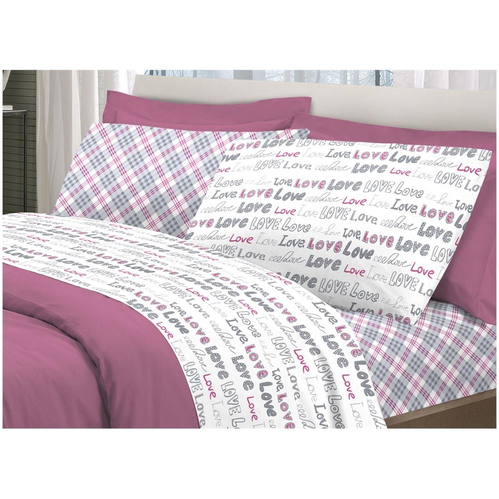 Completo Lenzuola In 100% Cotone Disegno New Bouquet Colore Antico