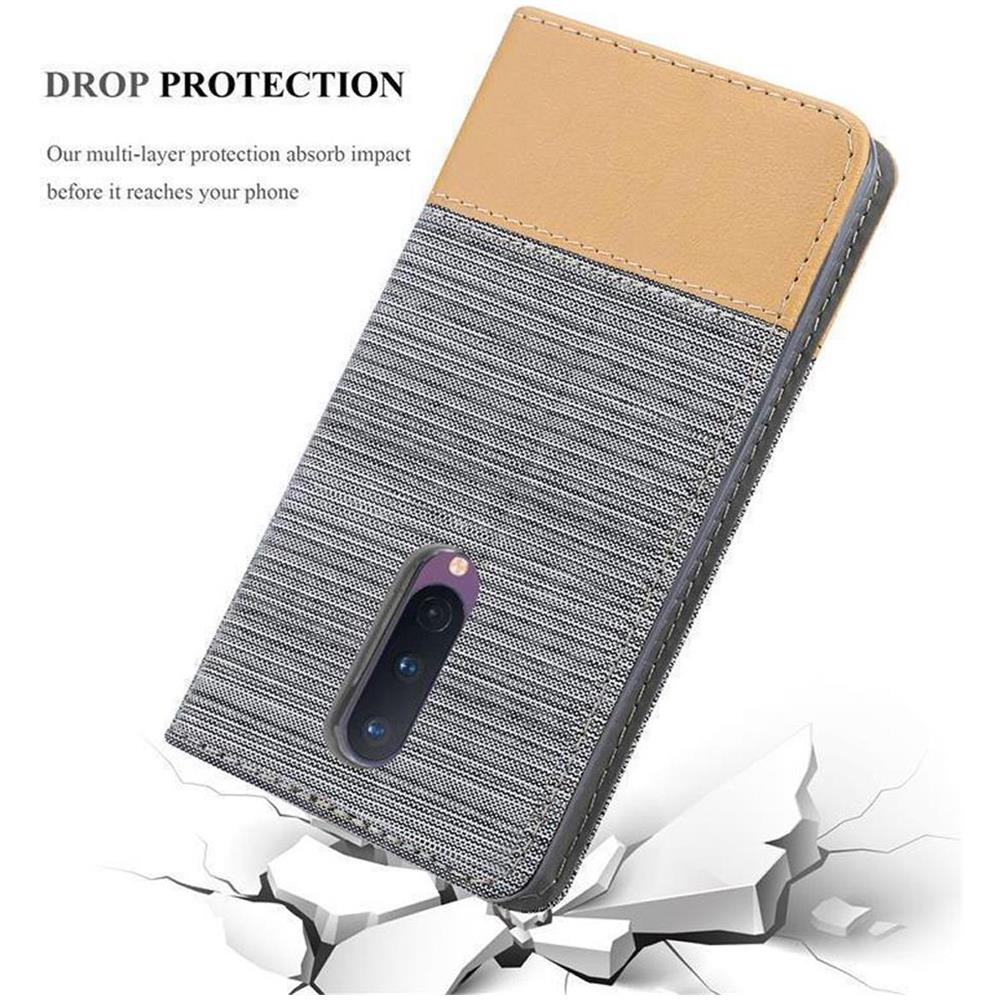 Custodia Compatibile Con Oneplus 8 In Grigio Chiaro Marrone - Coperchio Protettiva Con Chiusura Magnetica, Funzione Stand E Tasca Per Le Carte - Foto 8
