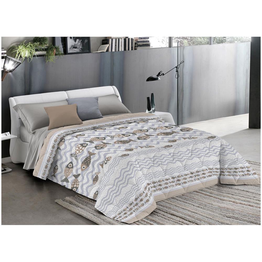 Trapuntino Piumino Estivo 100gr Linea Pensieri Delicati Disegno Pesciolini Singolo Beige - Foto 1