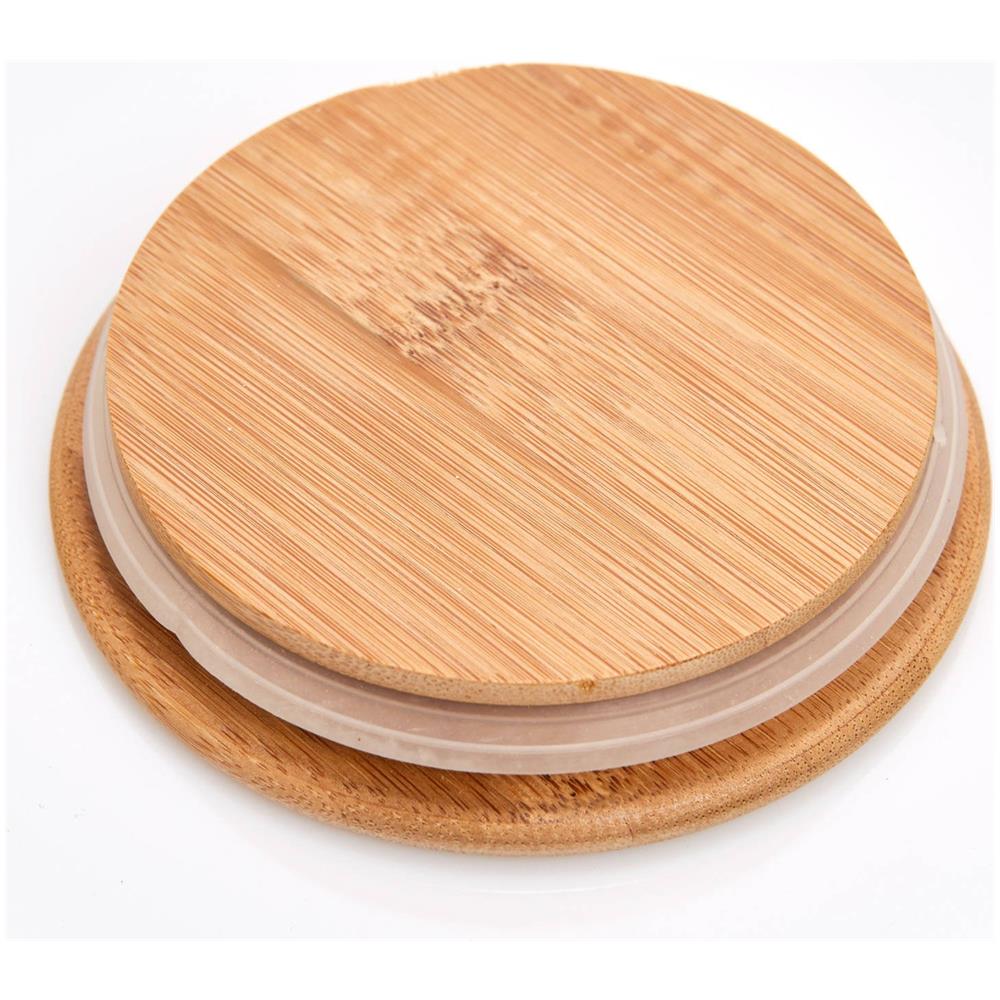 Contenitore Stripes Ceramica Con Coperchio In Bambù, 580 Ml, - Foto 2