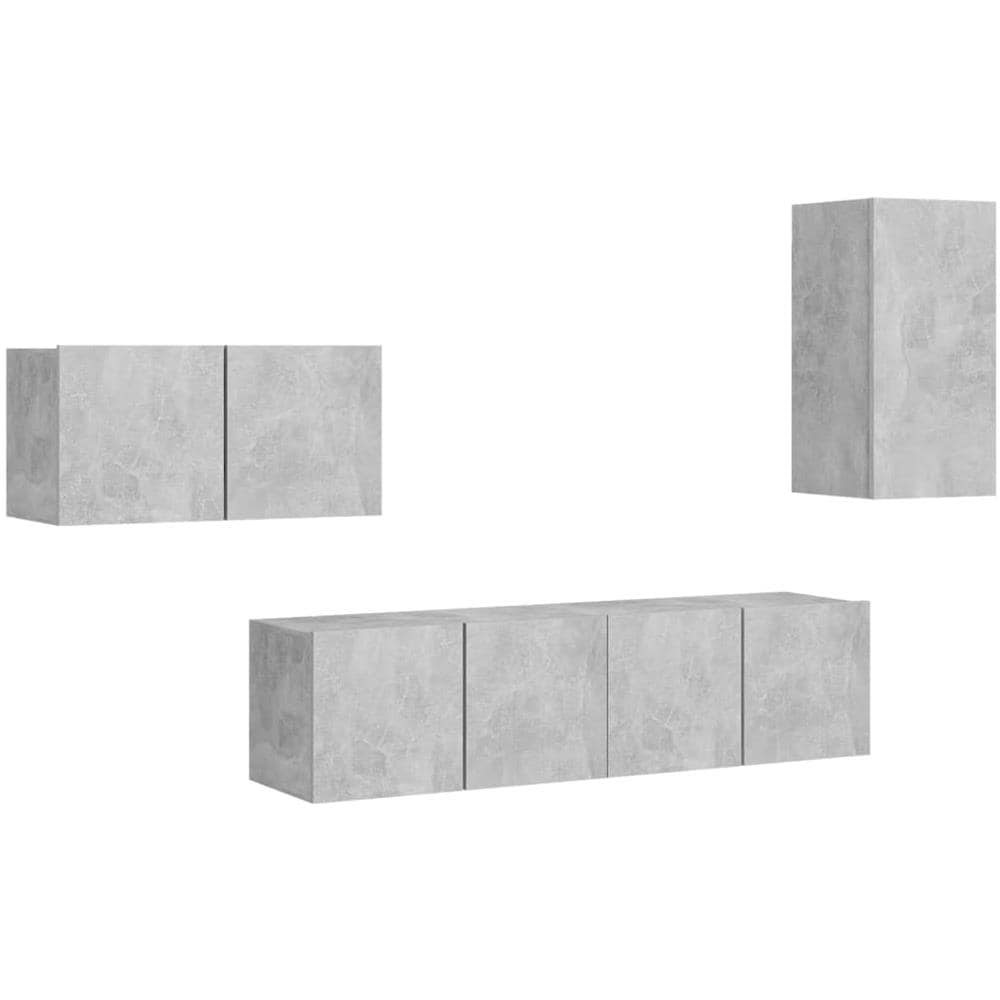 Set di Mobili Porta TV 4 pz Grigio Cemento in Legno Multistrato - Foto 1