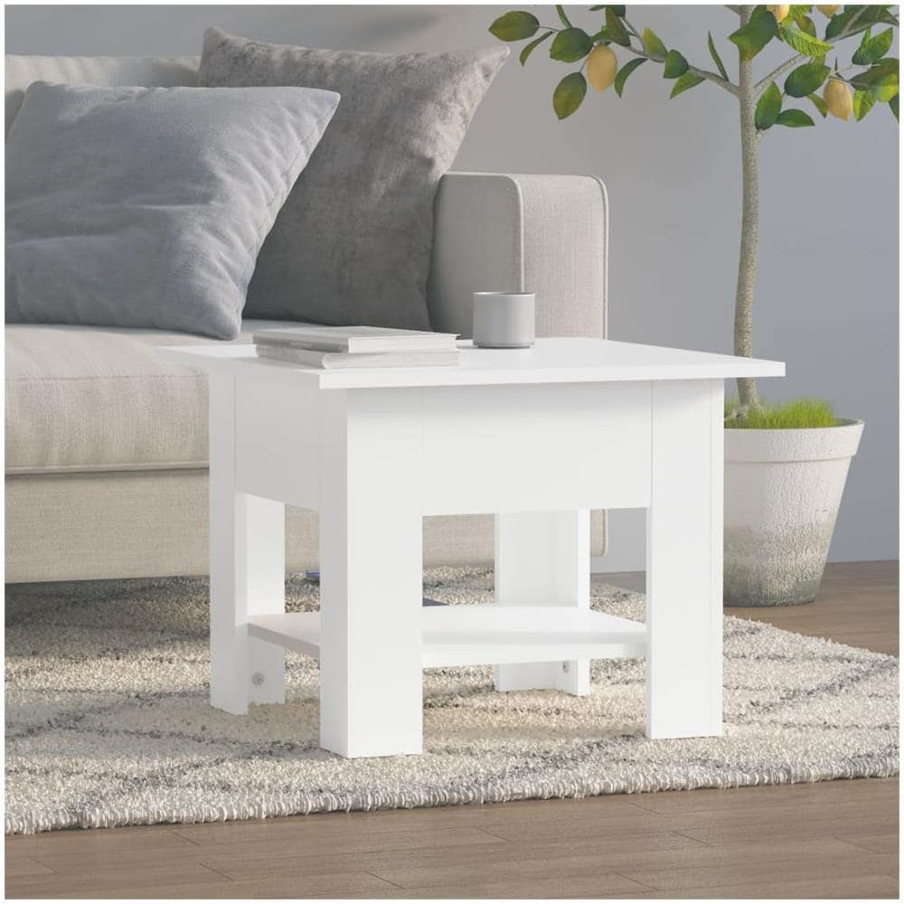 Tavolino da Salotto Bianco 55x55x42 cm in Truciolato - Foto 1
