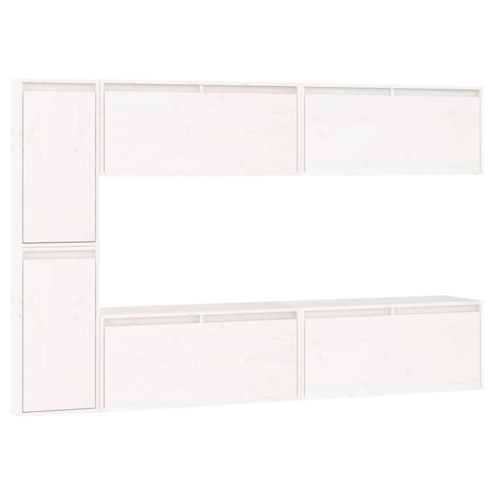 Mobili Porta Tv 6 Pz Bianchi In Legno Massello Di Pino - Foto 2