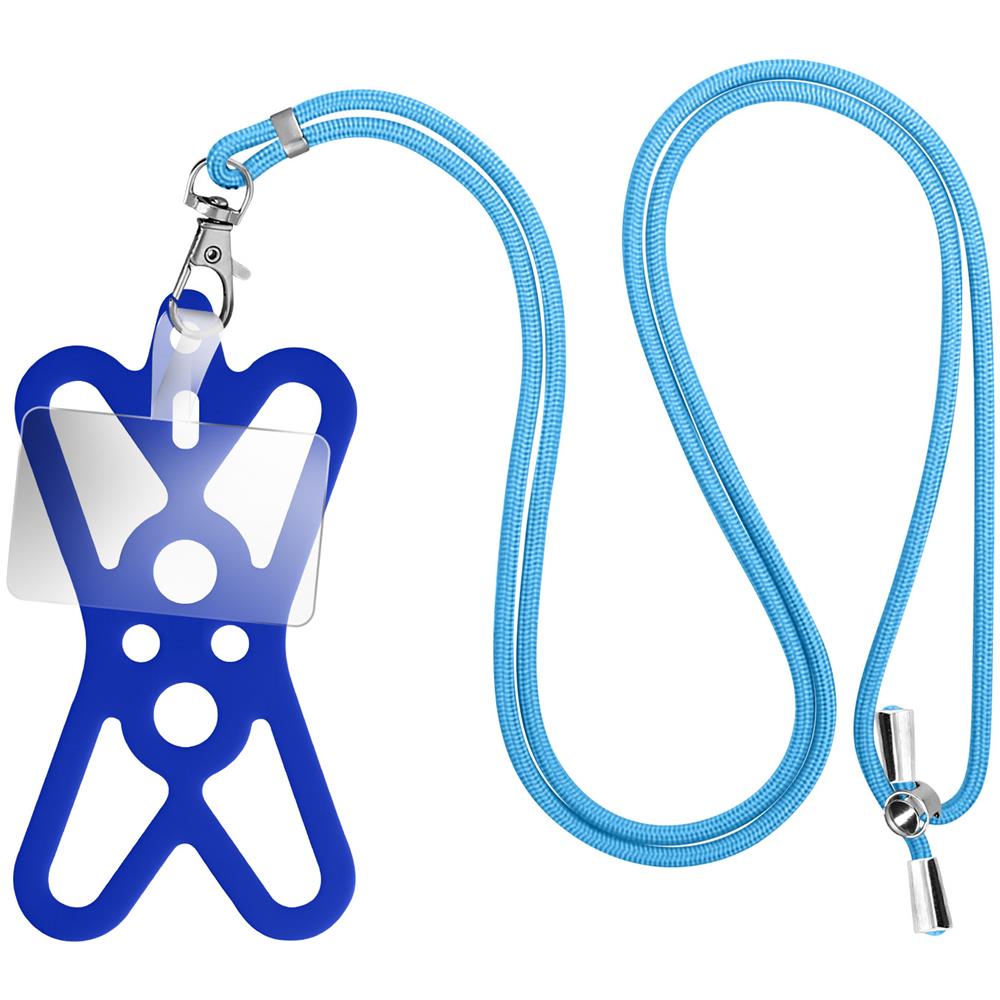 Cordoncino Smartphone + Silicone Universale Espandibile Regolabile 90cm Azzurro - Foto 1