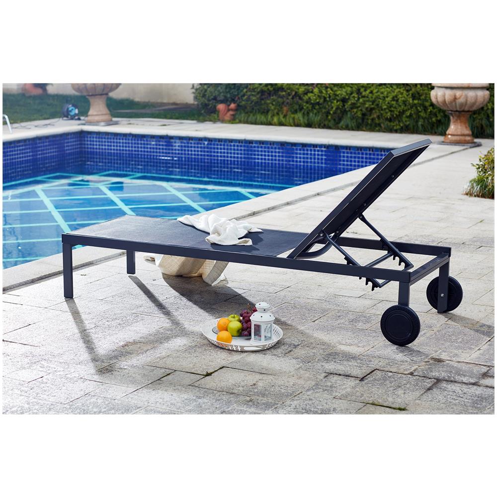 Sdraio Reclinabile In Alluminio E Textilene Nera Cuba - Foto 7