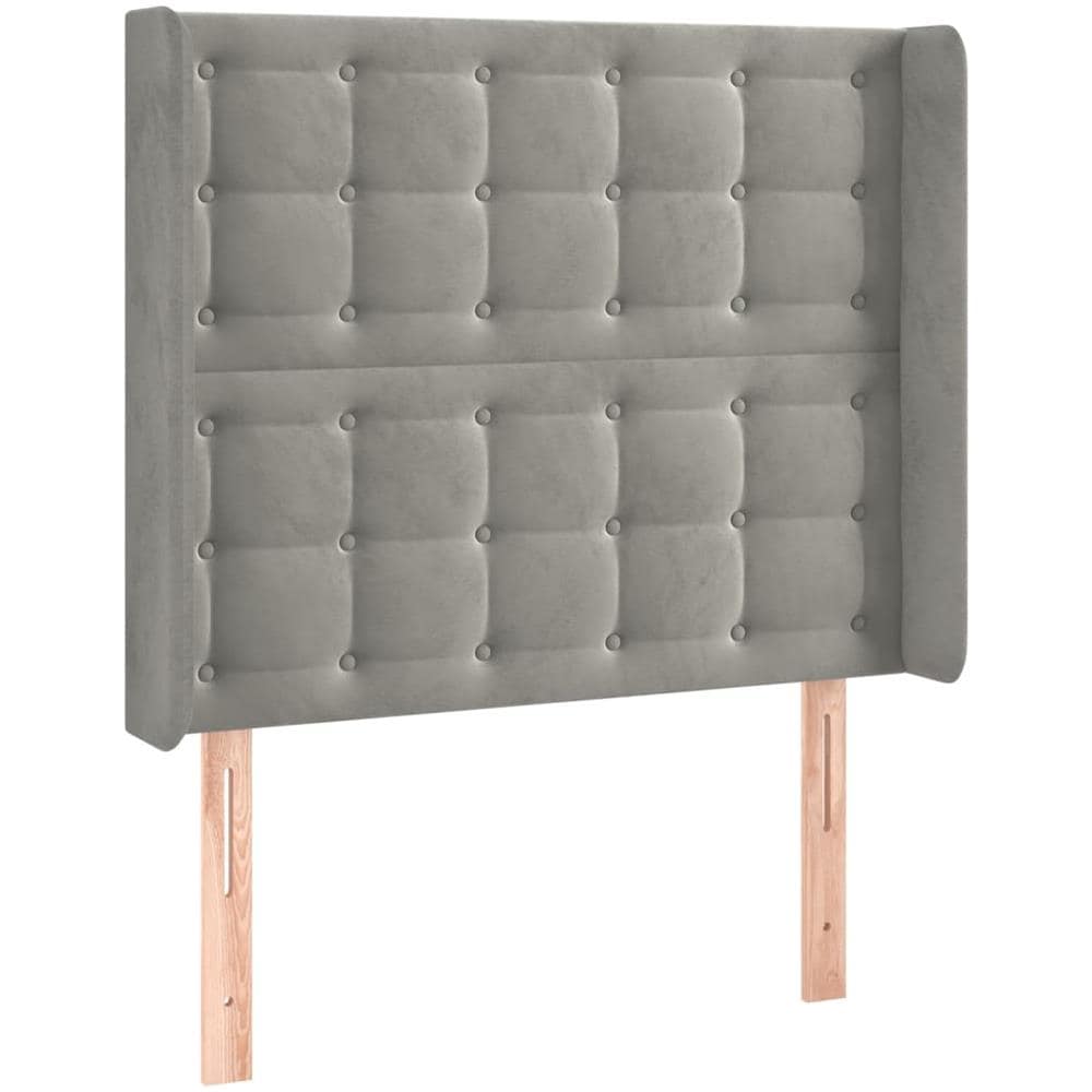 Testiera Ad Orecchio Grigio Chiaro 83x16x118/128 Cm In Velluto - Foto 2