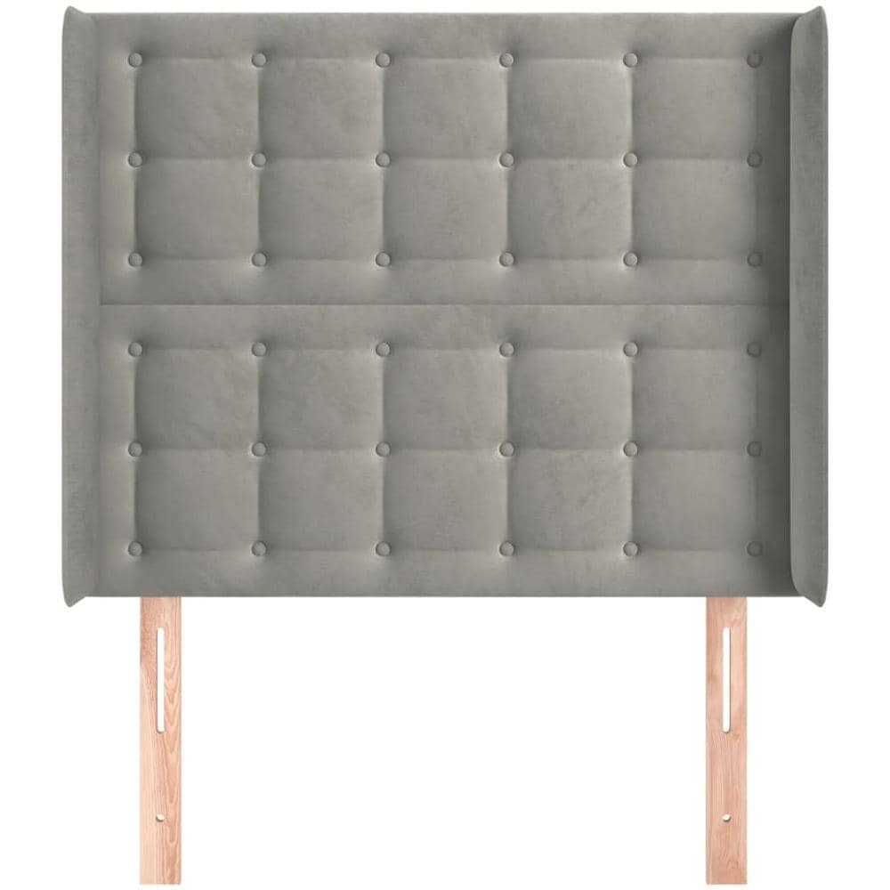 Testiera Ad Orecchio Grigio Chiaro 83x16x118/128 Cm In Velluto - Foto 4