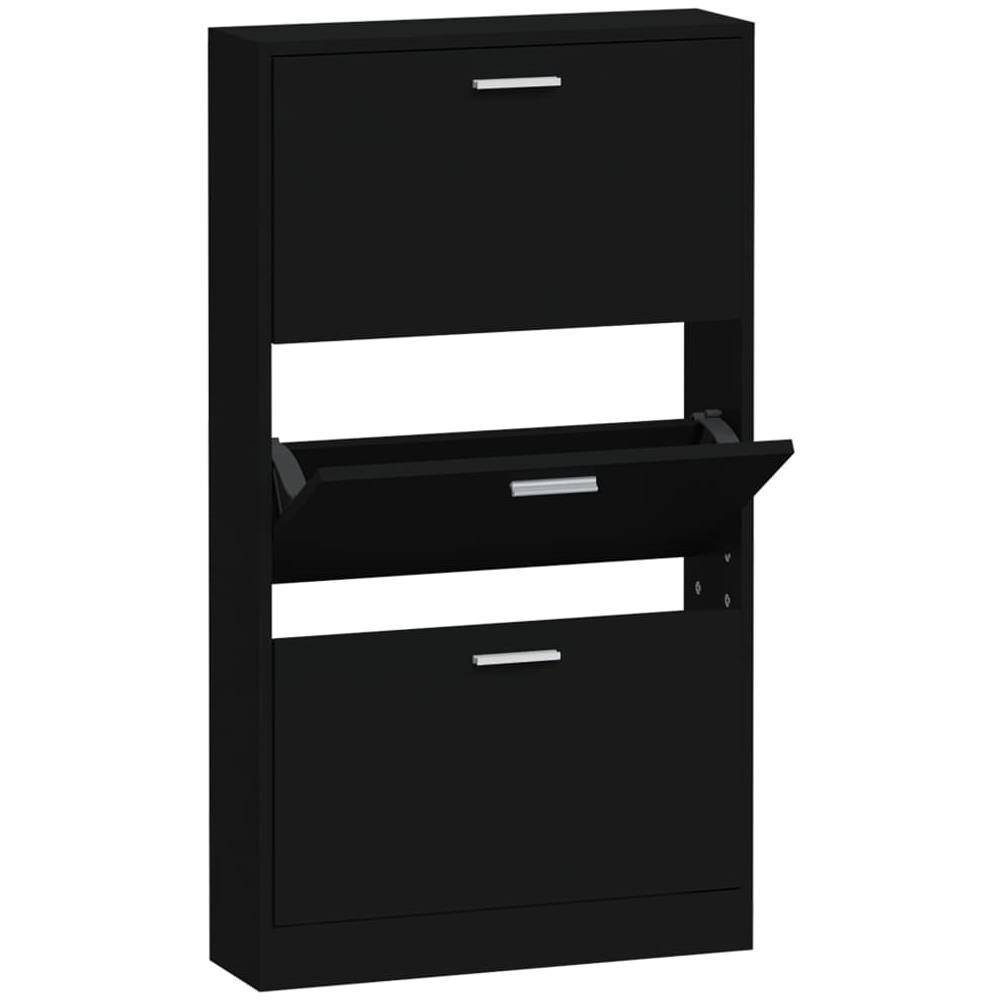 Scarpiera Nera 59x17x108 Cm In Legno Multistrato - Foto 2