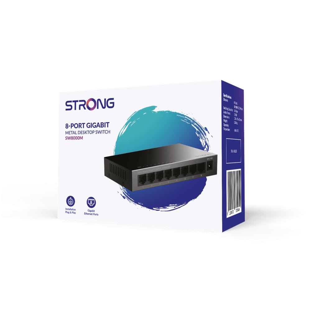 Switch SW8000M con 8 Porte Ethernet RJ45 Gigabit 10/100/1000 Mbps Colore Nero - Foto 4