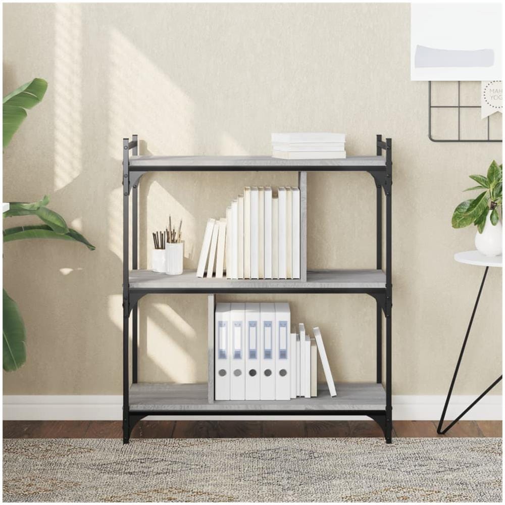 Libreria Grigio Sonoma 3 Ripiani 76x32x88 Cm Legno Multistrato - Foto 1