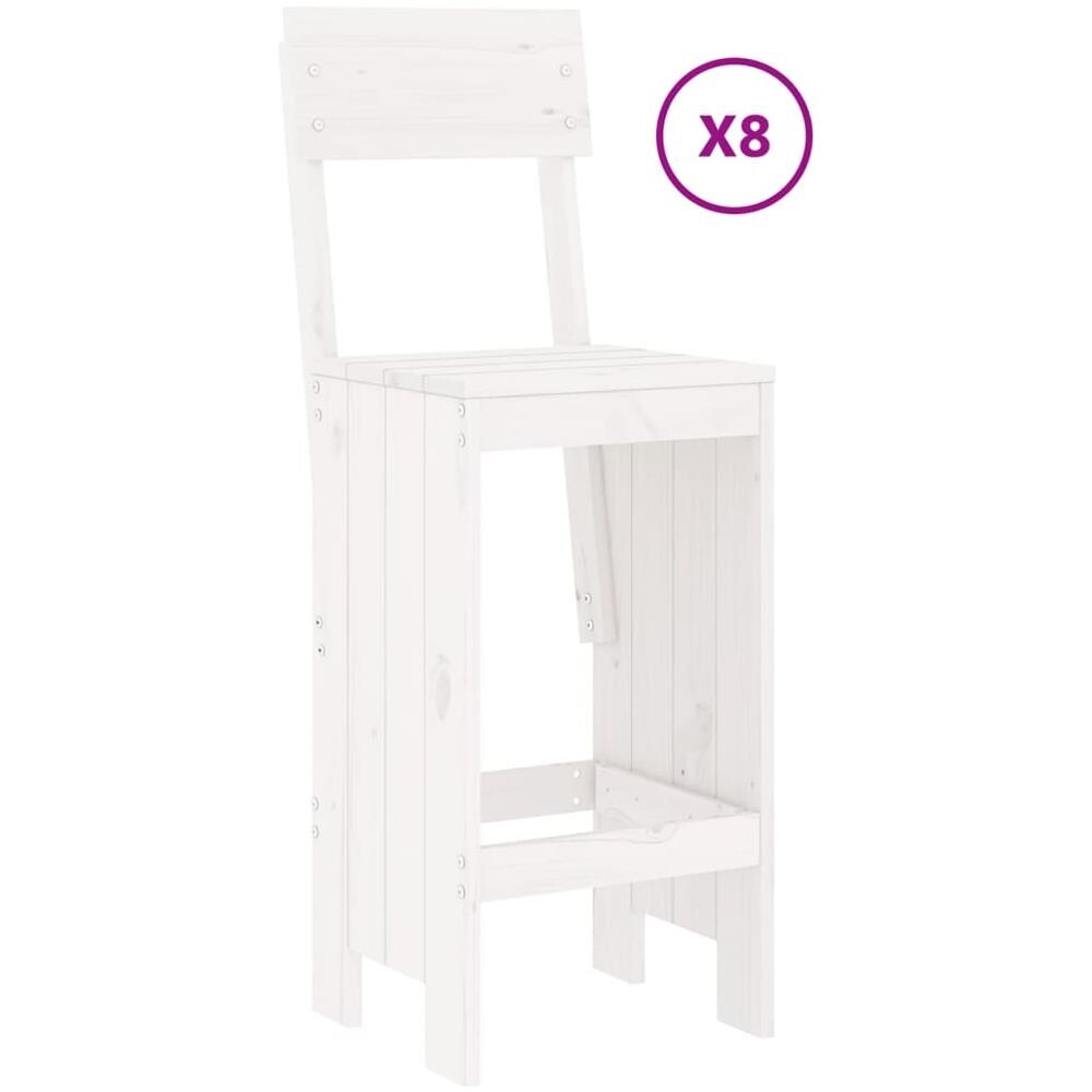 Set Bar Da Giardino 9 Pz Bianco In Legno Massello Di Pino - Foto 3