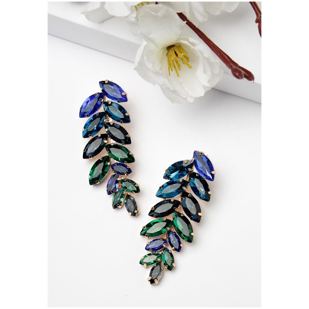 Orecchini Pendenti a Forma di Foglia Blu - Foto 2