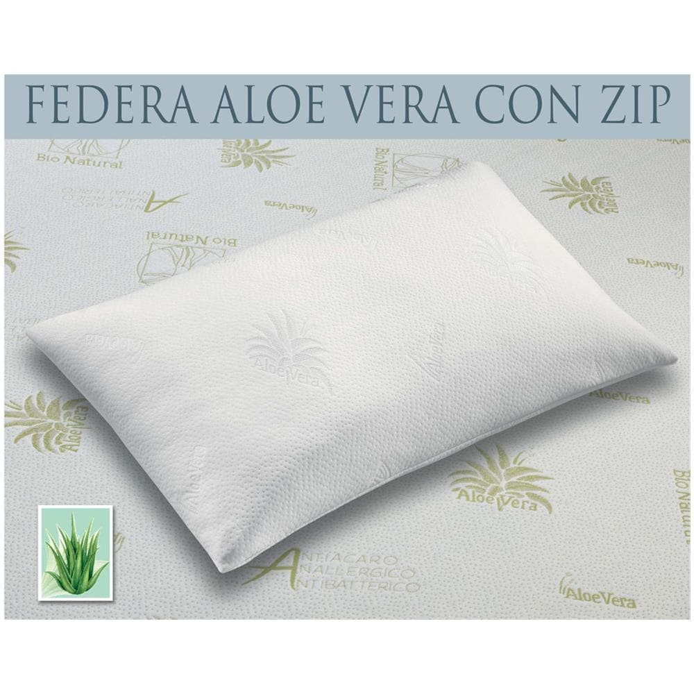 Copricuscino Guanciale Aloe Vera 50x80 Bianco - Foto 1