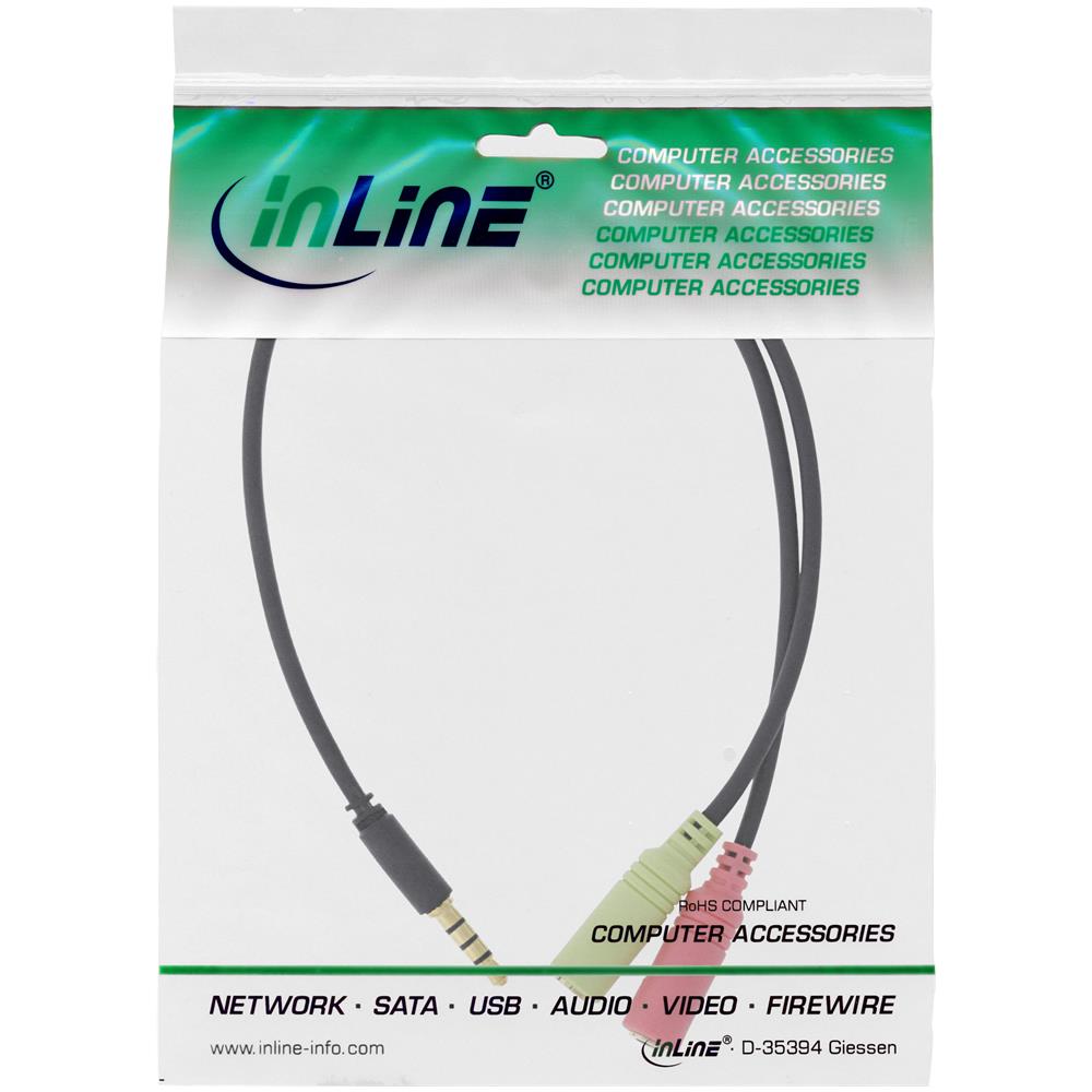 cavo audio sdoppiatore y, jack 3,5mm maschio a 2x jack 3,5mm femmina, tricanale 4pin ctia, dorato, nero, 1m - Foto 2