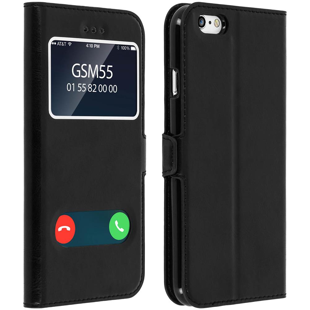 Custodia Iphone 6 E 6s Sportellino 2x Finestre Cover Silicone Gel - Nera - Foto 1