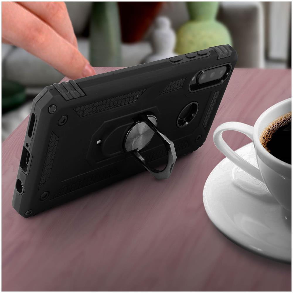 Cover Huawei P30 Lite Bi-materia Rigida Morbida Anello Magnetico Stand Nero - Foto 2