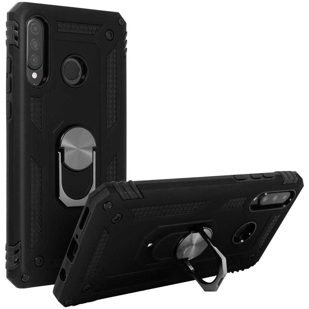 Cover Huawei P30 Lite Bi-materia Rigida Morbida Anello Magnetico Stand Nero - Foto 5