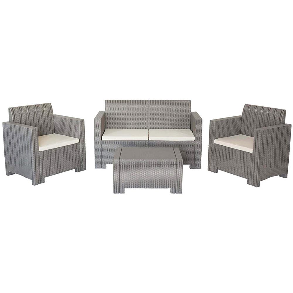 Nebraska - Salotto Da Giardino Completo Di Cuscini Intreccio In Rattan Sintetico - Foto 1