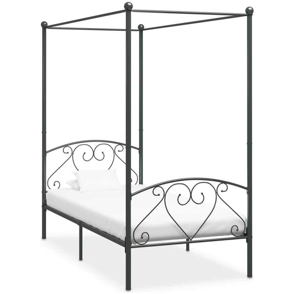 Letto A Baldacchino Grigio In Metallo 120x200 Cm - Foto 1