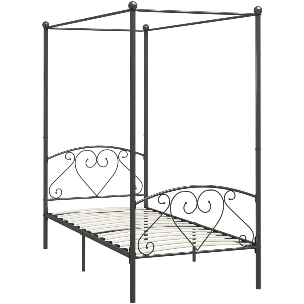 Letto A Baldacchino Grigio In Metallo 120x200 Cm - Foto 2