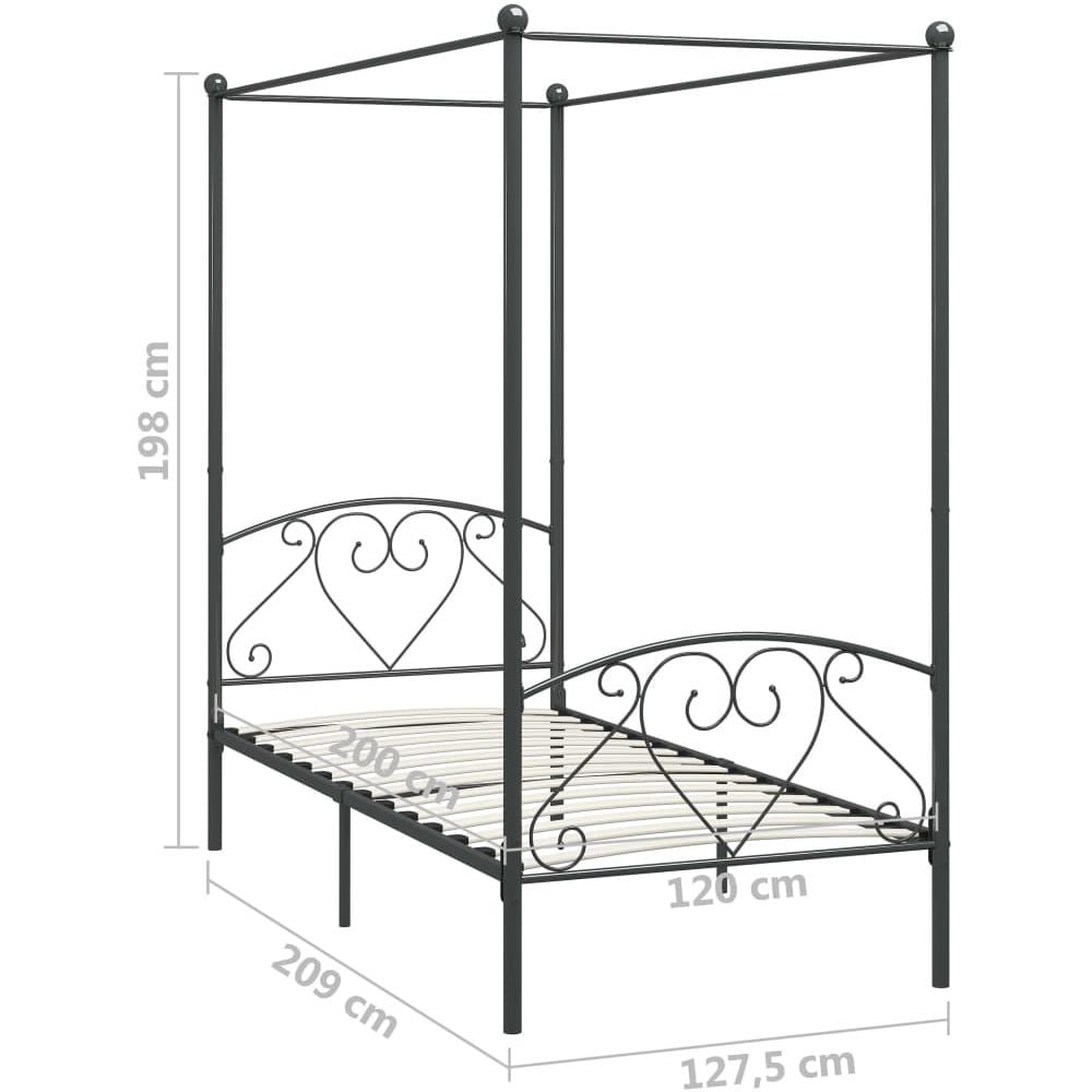 Letto A Baldacchino Grigio In Metallo 120x200 Cm - Foto 5