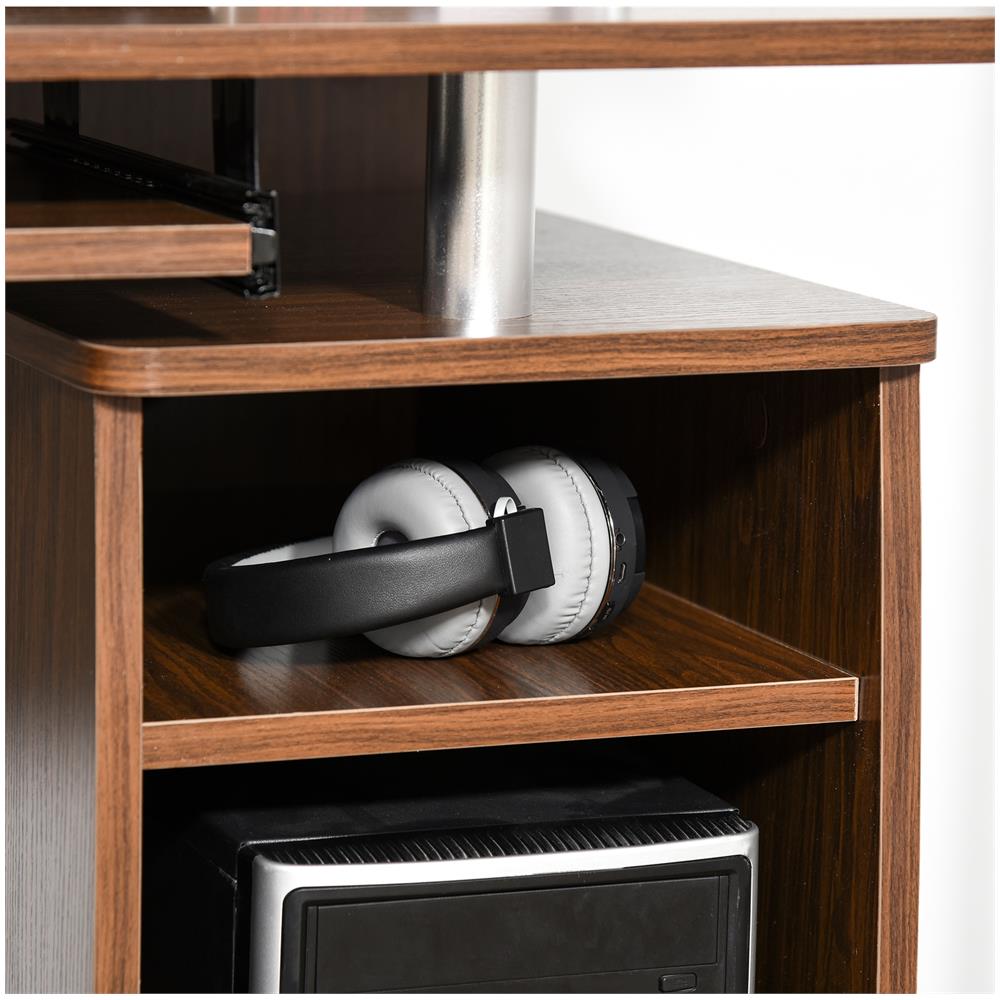 Scrivania Porta Pc In Legno Con Cassetti E Porta Tastiera Casa E Ufficio Marrone Noce - Foto 7