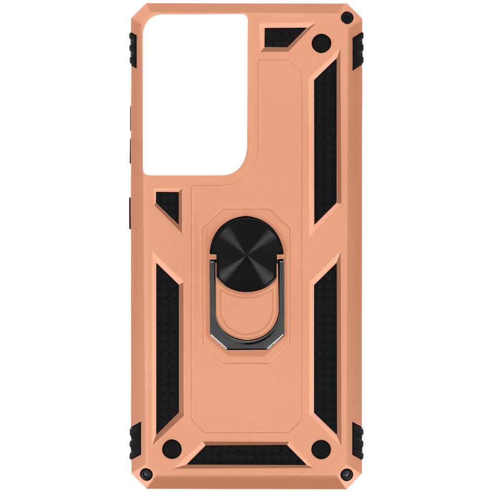 Cover Samsung Galaxy S21 Ultra Bi-materia Anello Magnetico Stand Rosa Gold - Foto 1