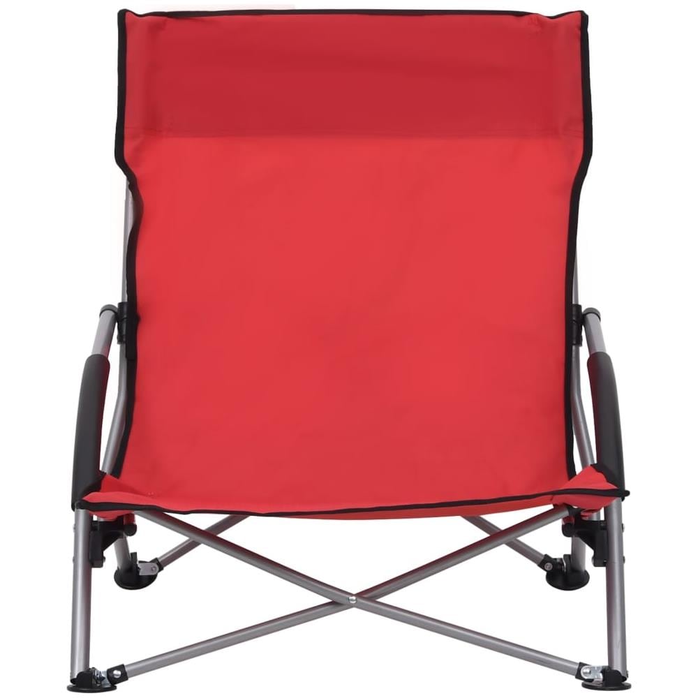 Sedie da Spiaggia Pieghevoli 2 pz in Tessuto Rosso - Foto 3