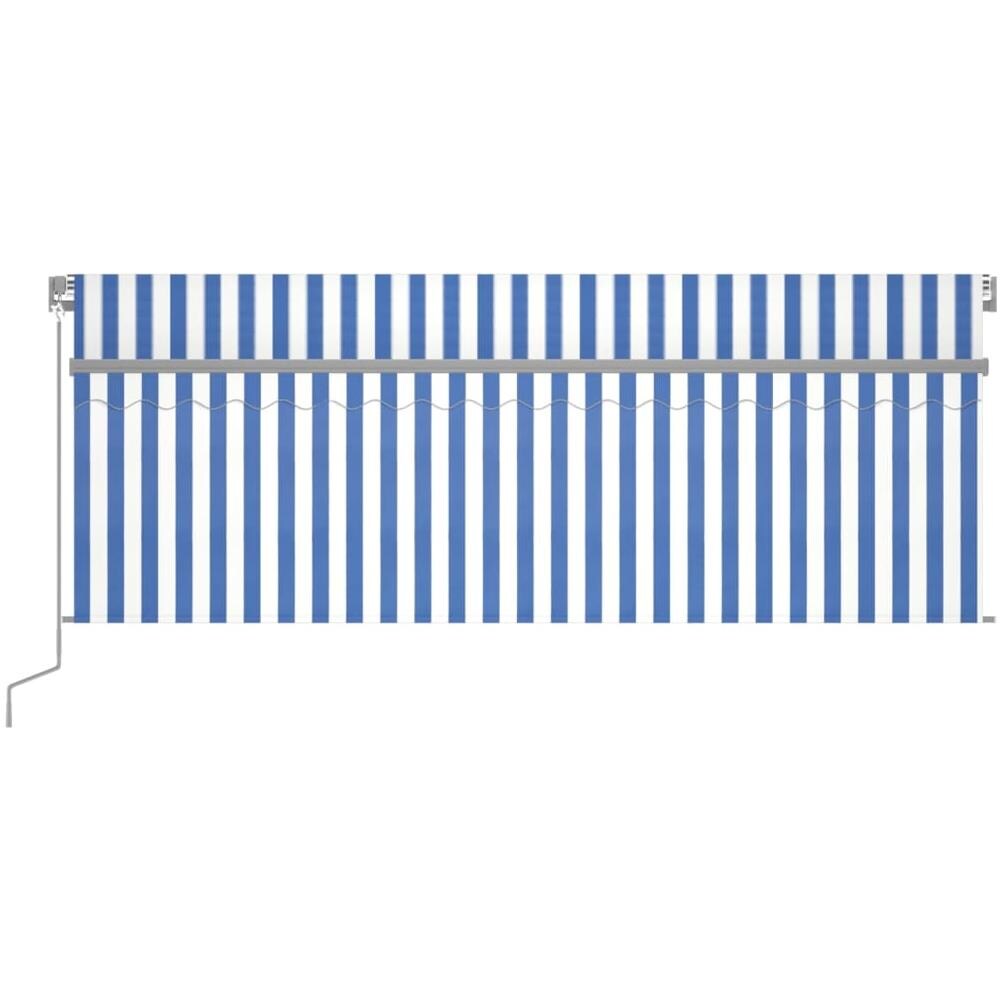 Tenda da Sole Retrattile Manuale e Parasole 4,5x3m Blu e Bianca - Foto 2