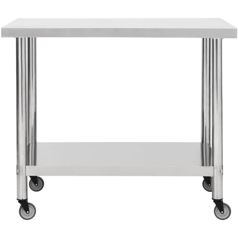 Tavolo Da Lavoro Cucina Con Ruote 100x45x85 Cm In Acciaio Inox - Foto 3